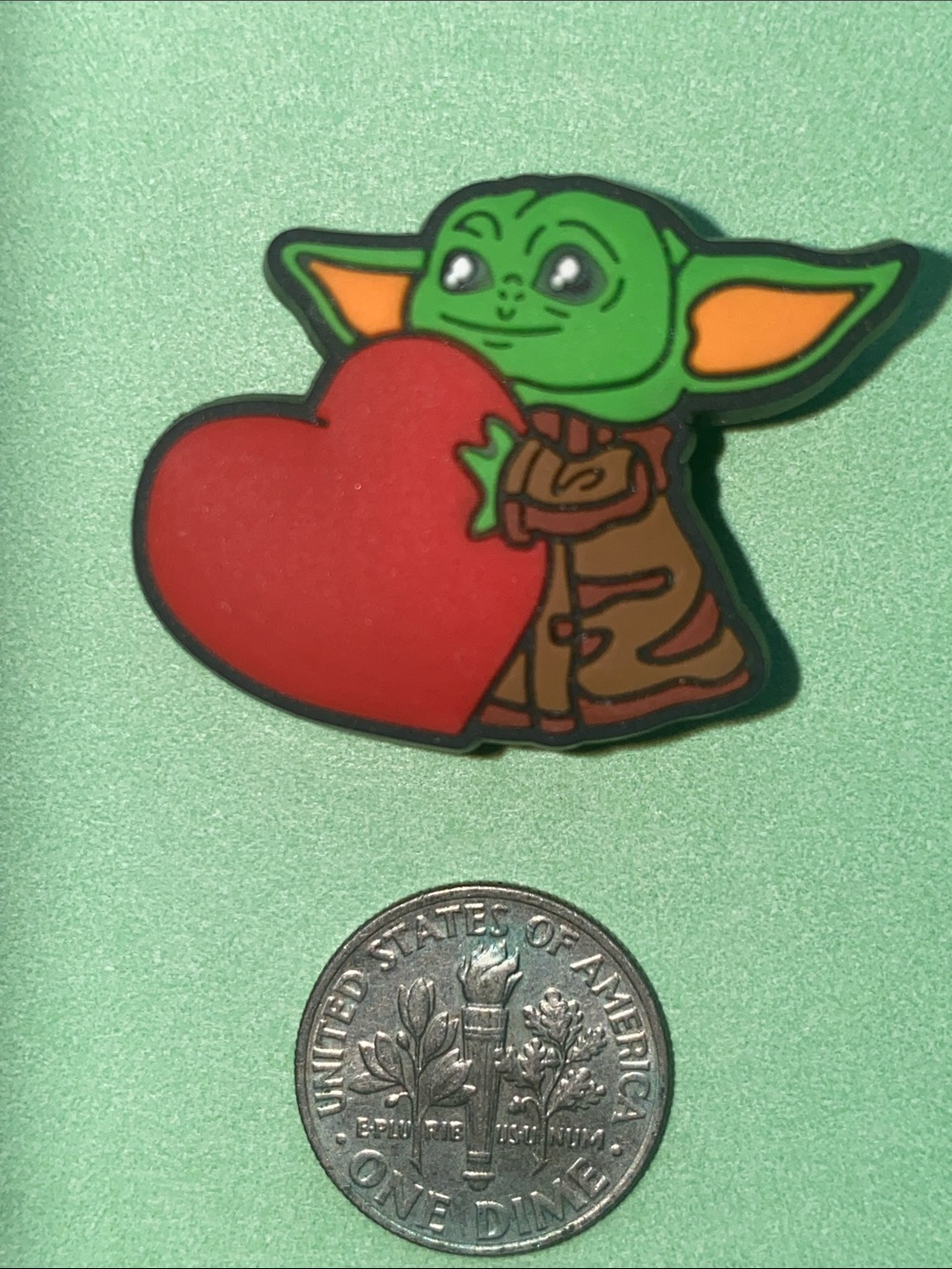 (10 for $15) Baby Yoda Hughing a Heart Mandalorian Star Wars Crocs Shoe Charms